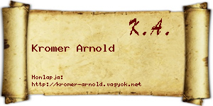 Kromer Arnold névjegykártya